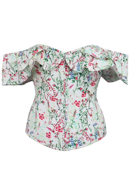 Corset Story SC-040 Alyssum Meadow Cotton Corset Top with Double Frill Sleeves
