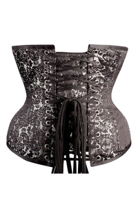 Elegantes Unterbrust-Korsett, verlängert, Expert Waist Training, Brokat, silberfarben