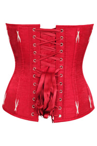 Lipstick Red Overbust Corset with White Flossing