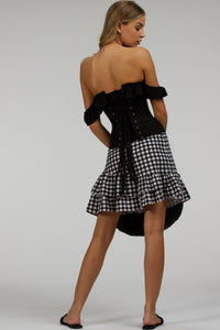 Corset Story C2001 Black Cotton Vintage Inspired Straight line Overbust with off the shoulder collar
