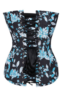 Corset Story FTS238 Blue and White Floral Print Longline Overbust Corset