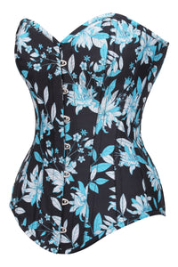 Corset Story FTS238 Blue and White Floral Print Longline Overbust Corset
