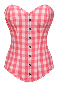 Corset Story FTS244 Coral Gingham Longline Overbust Corset