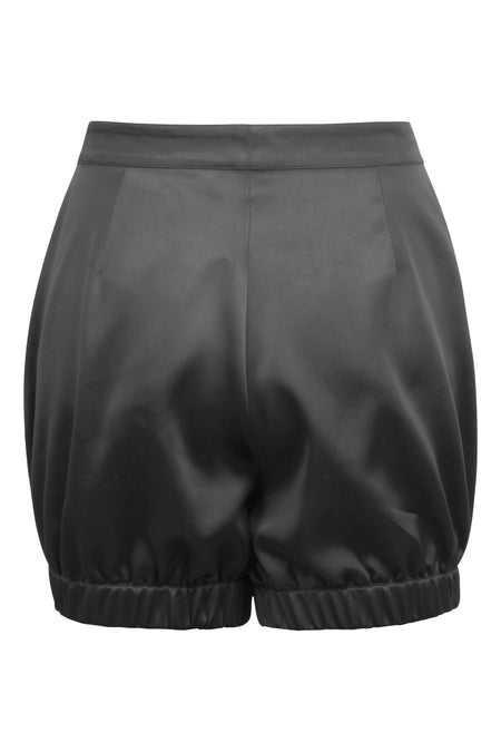 Minnie Schwarze Shorts aus Satin im Bloomer-Stil, mit Taschen