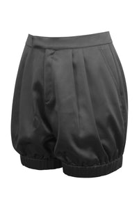 Minnie Schwarze Shorts aus Satin im Bloomer-Stil, mit Taschen