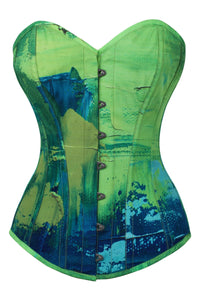 Corset Story MY-629 Green and Blue Colour Blot Longline Overbust Corset