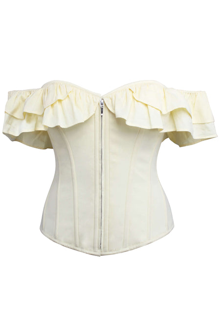 Corset Story SC-039 Alyssum Lemon Sorbet Cotton Corset Top with Double Frill Sleeves