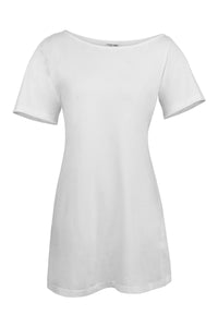 Ione Weißes, asymmetrisches T-Shirt-Kleid aus Jersey