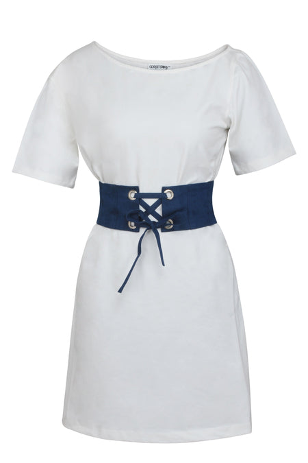 Ione Weißes, asymmetrisches T-Shirt-Kleid aus Jersey