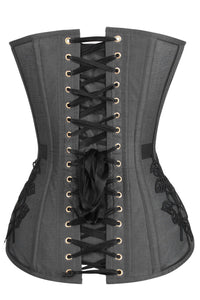 Corset Story WTS519 Black Longline Overbust Corset with Black Lace and Mesh Panels